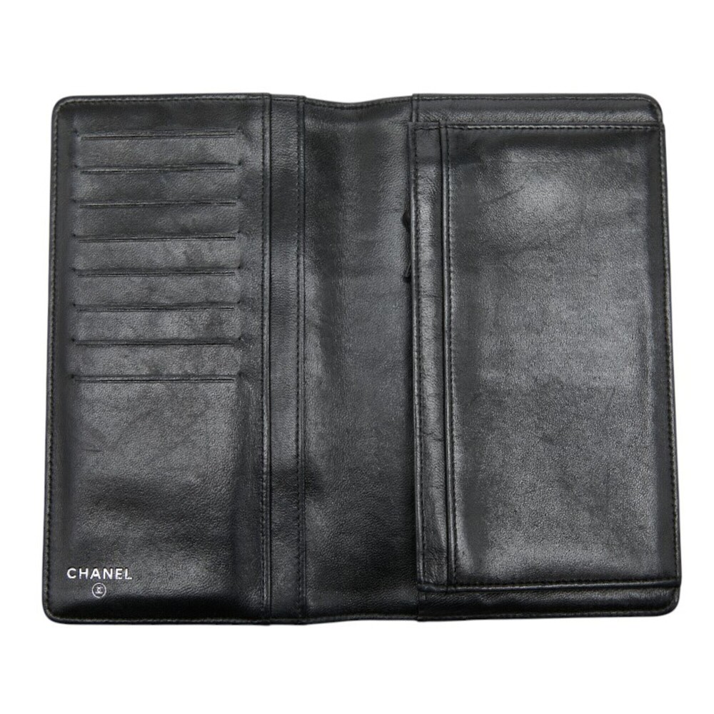 CHANEL Black Lambskin Leather Logo Wallet - Picture 7 of 11